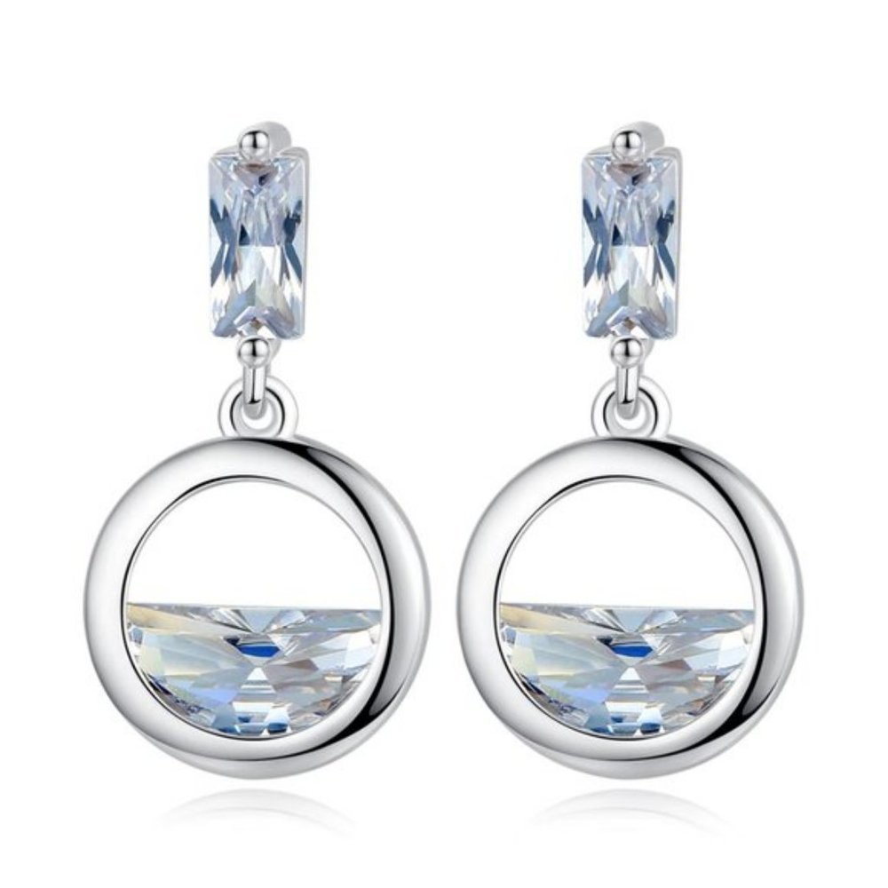 NEW [Set of 2] Sterling Silver Diamond Waterdrop A - Picture 6 of 7